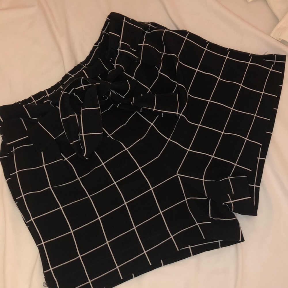 black and white plaid shorts